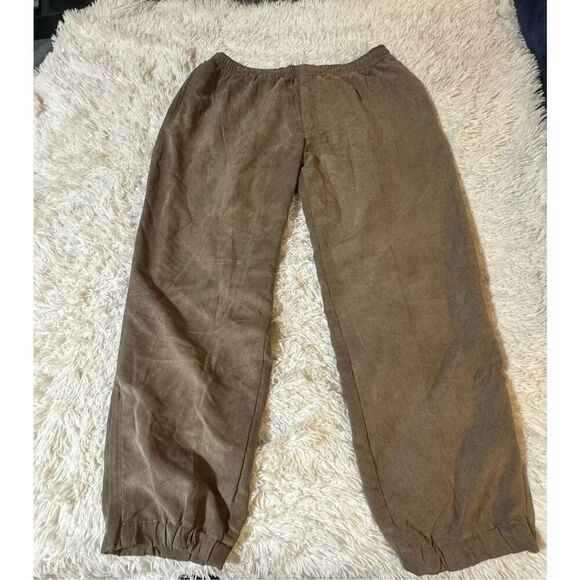 Weekendz off polyester casual brown pull on drawstring joggers zip ankle 38x32 X - Picture 1 of 7
